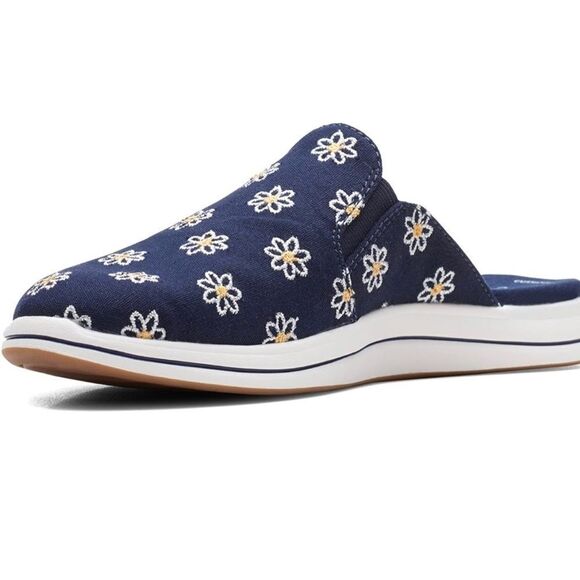 Clarks Women's cloud steppers Breeze Shore Mule Navy Floral Canvas NWT SZ10 - Picture 5 of 13